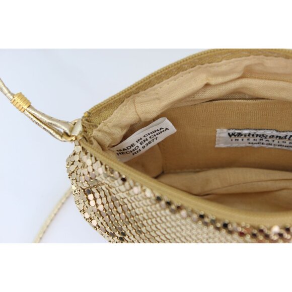Whiting & Davis Gold Mesh Evening Bag With Shoulder Strap & Zipper Closure - Picture 5 of 7